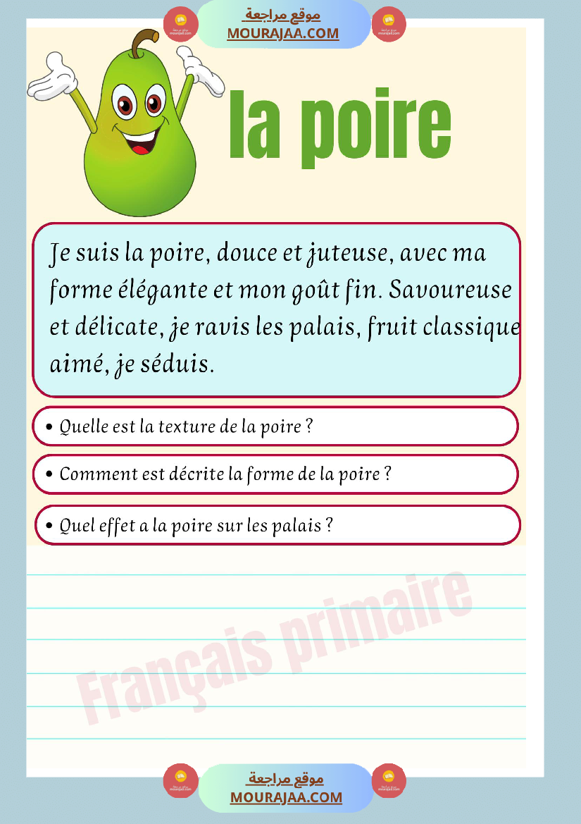 decrire les fruits et les legumes