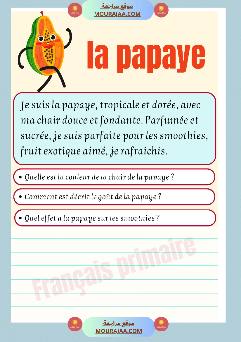 decrire les fruits et les legumes