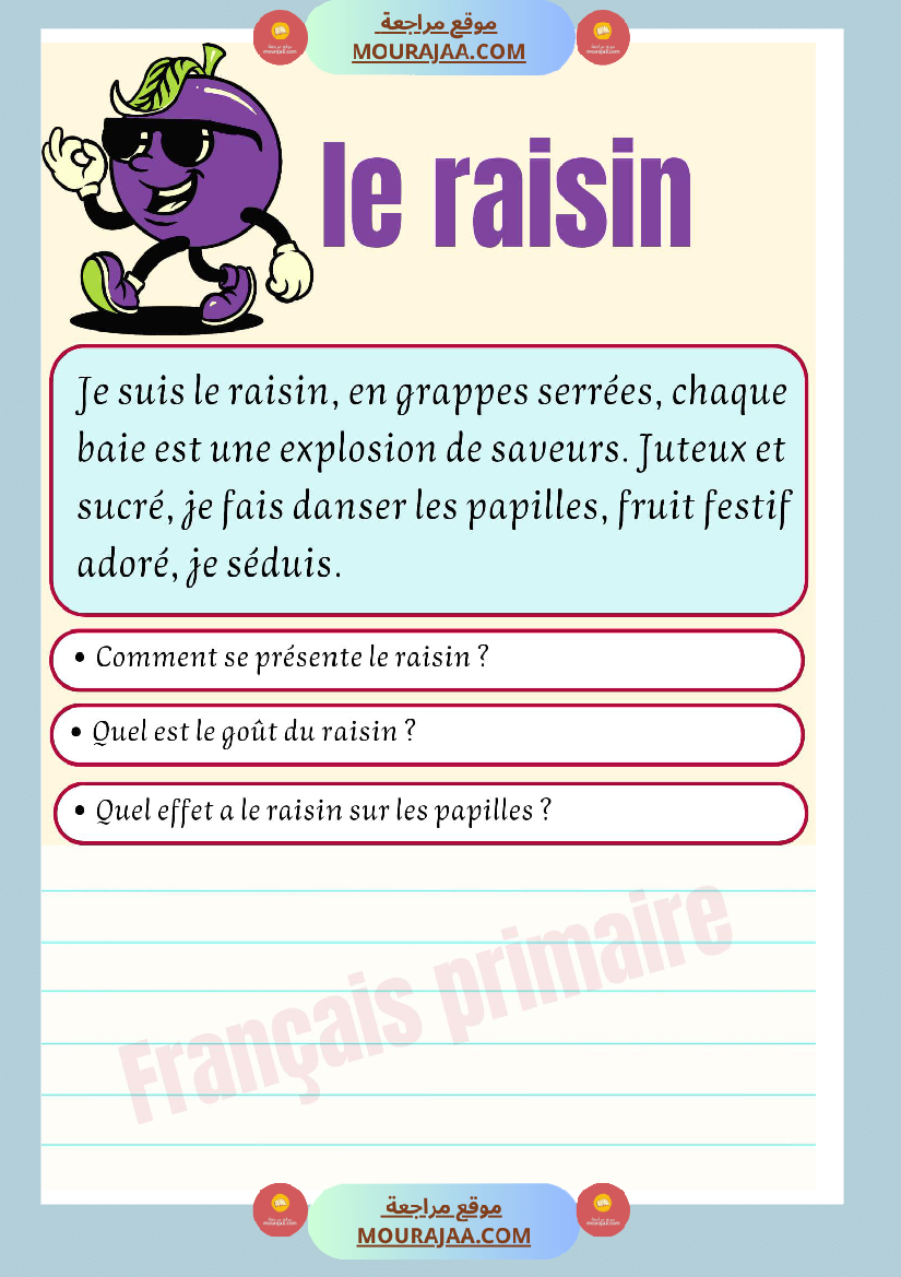 decrire les fruits et les legumes