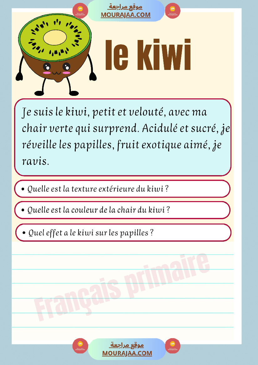 decrire les fruits et les legumes