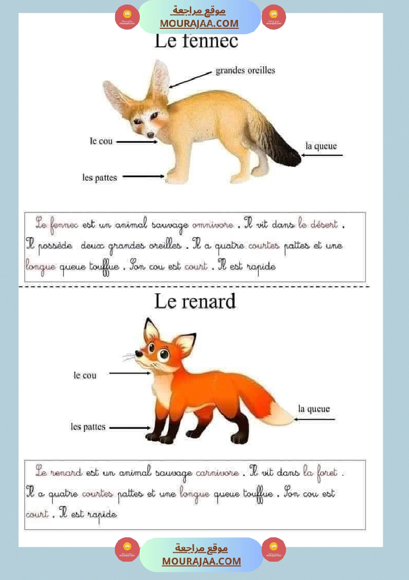 description des animaux