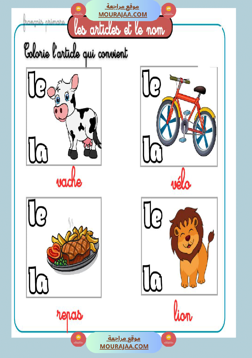 exercices les articles et le nom