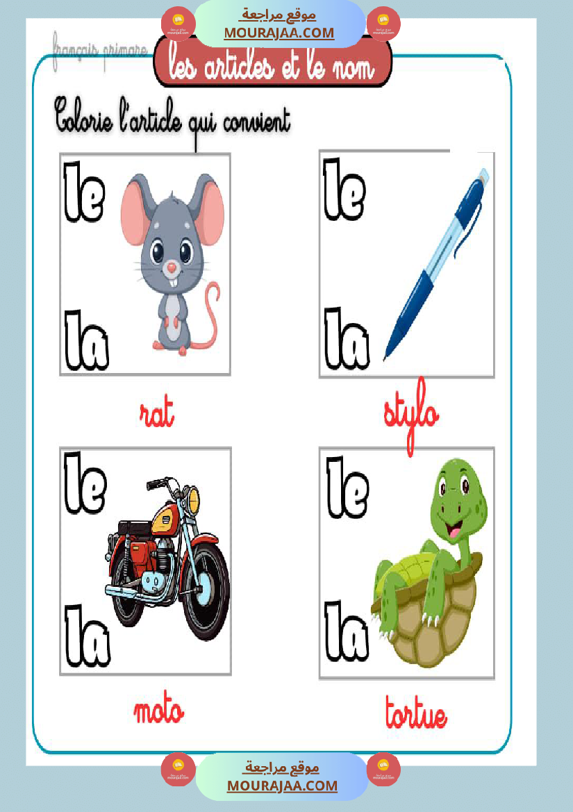 exercices les articles et le nom