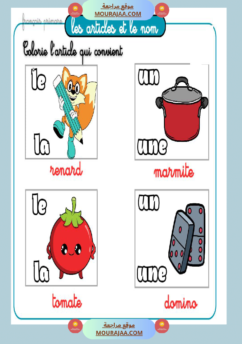 exercices les articles et le nom