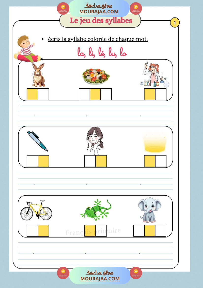 le jeu des syllabes classe cp