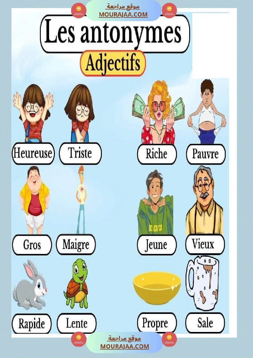 les antonymes adjectifs