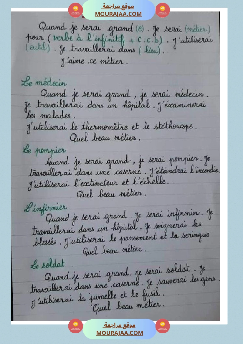 les metiers exemples