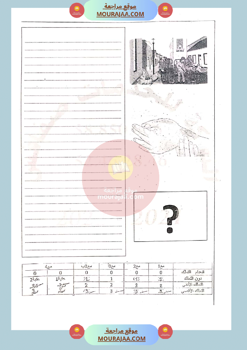 امتحان انتاج كتابي لسنة الثالثة الثلاثي الثاني