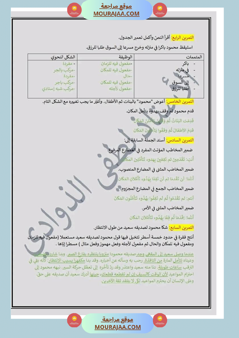 تقييم تجريبي في قواعد اللغة مع الاصلاح لأبطال السنة الخامسة