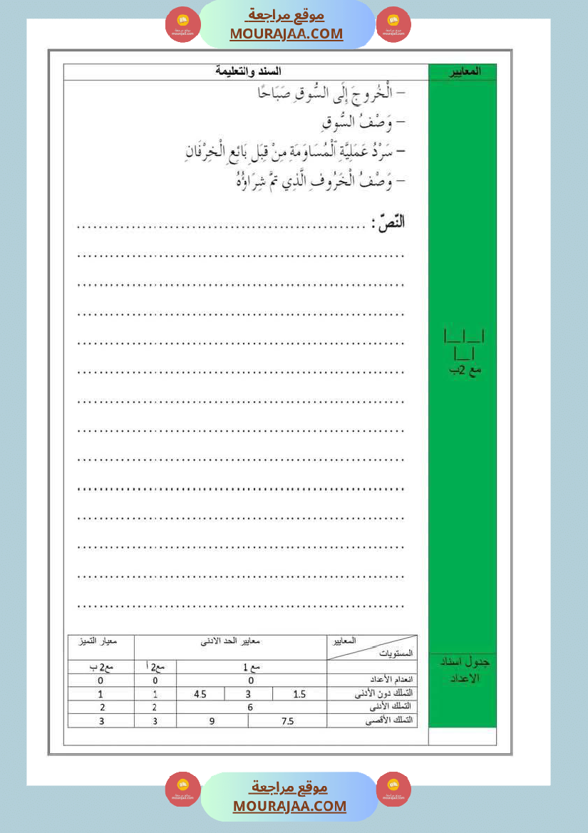 تقييمات مجمعة في القراءة وقواعد اللغة لأبطال السنة الخامسة