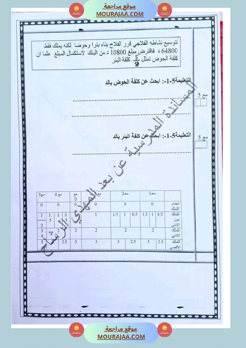 رياضيات مجمعة مع الاصلاح لأبطال السنة الخامسة
