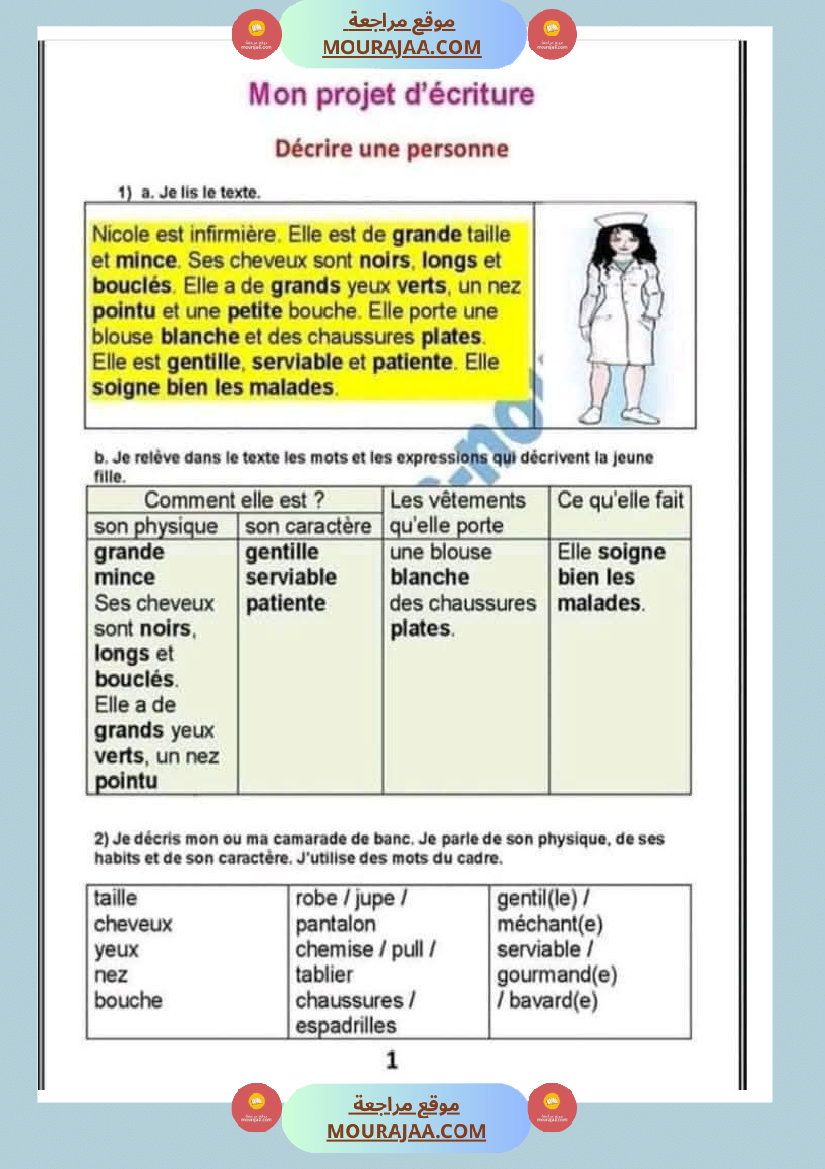 module 5 production ecrite la description d une personne 5eme