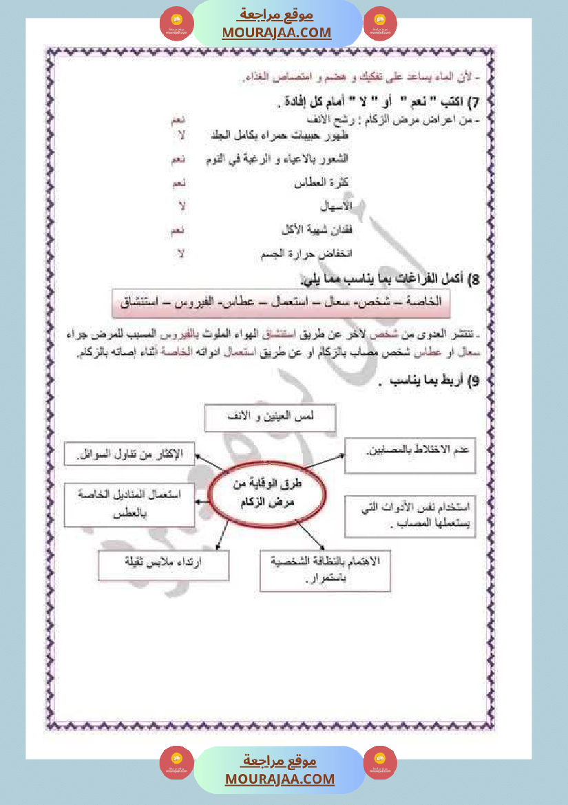 مراجعة شاملة ايقاظ علمي سنة الرابعة الثلاثي الثاني