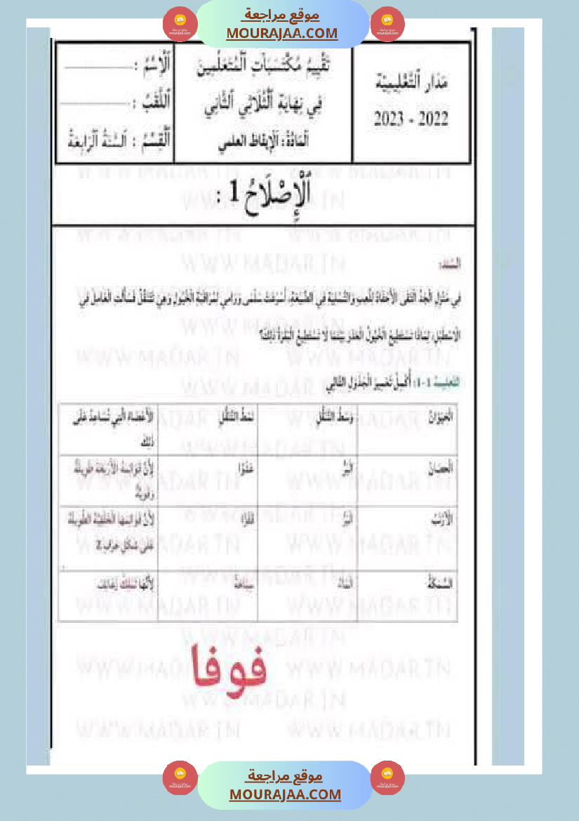 مراجعة شاملة ايقاظ علمي سنة الرابعة الثلاثي الثاني