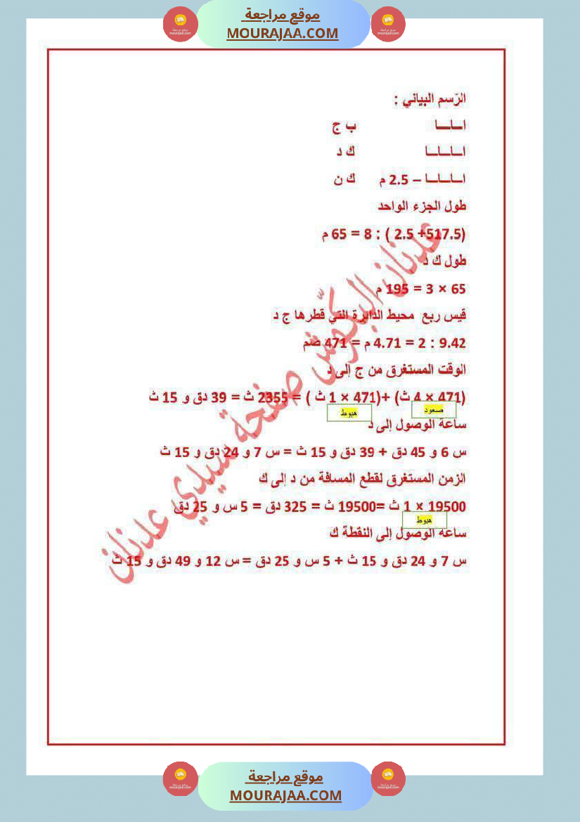رياضيات سنة سادسة مرفقة بالاصلاح ثلاثي الثاني