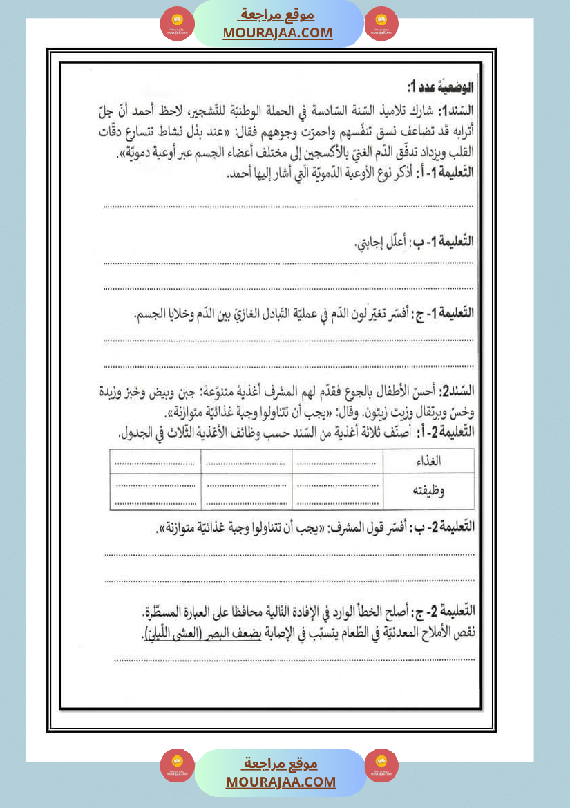 اختبارات ايقاظ علمي مأخوذة من مناظرات خاصة بالثلاثي الثاني