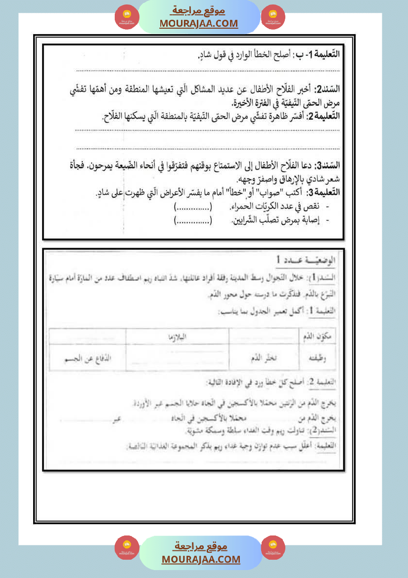 اختبارات ايقاظ علمي مأخوذة من مناظرات خاصة بالثلاثي الثاني