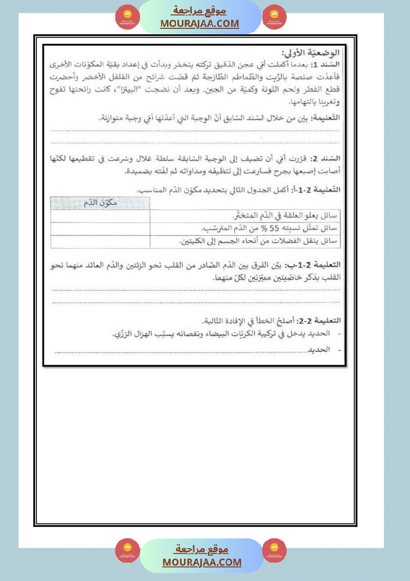 اختبارات ايقاظ علمي مأخوذة من مناظرات خاصة بالثلاثي الثاني