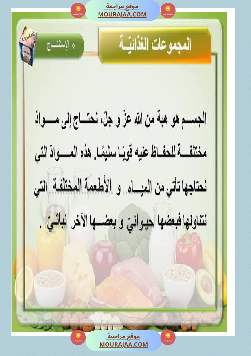 ايقاظ علمي المجموعات الغذائية سنة السادسة