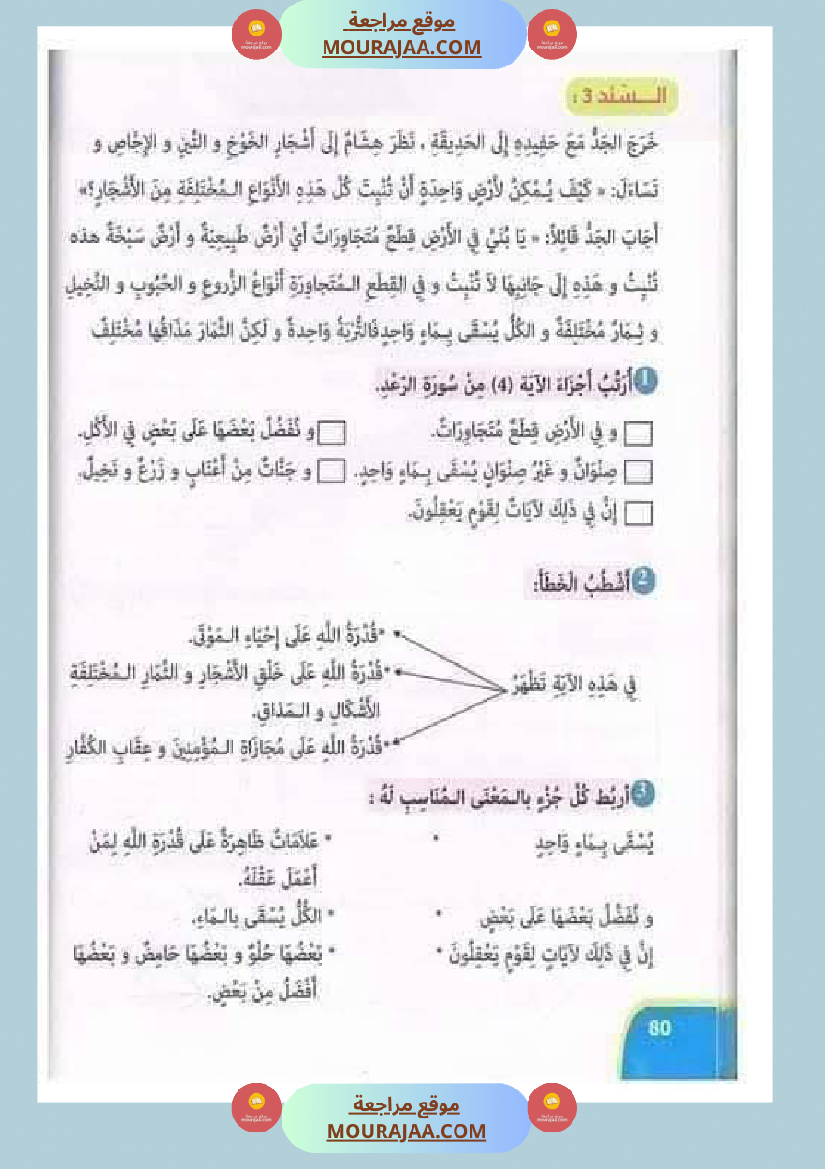 تقييمات مجمعة في التربية الإسلامية لأبطال السنة الثالثة