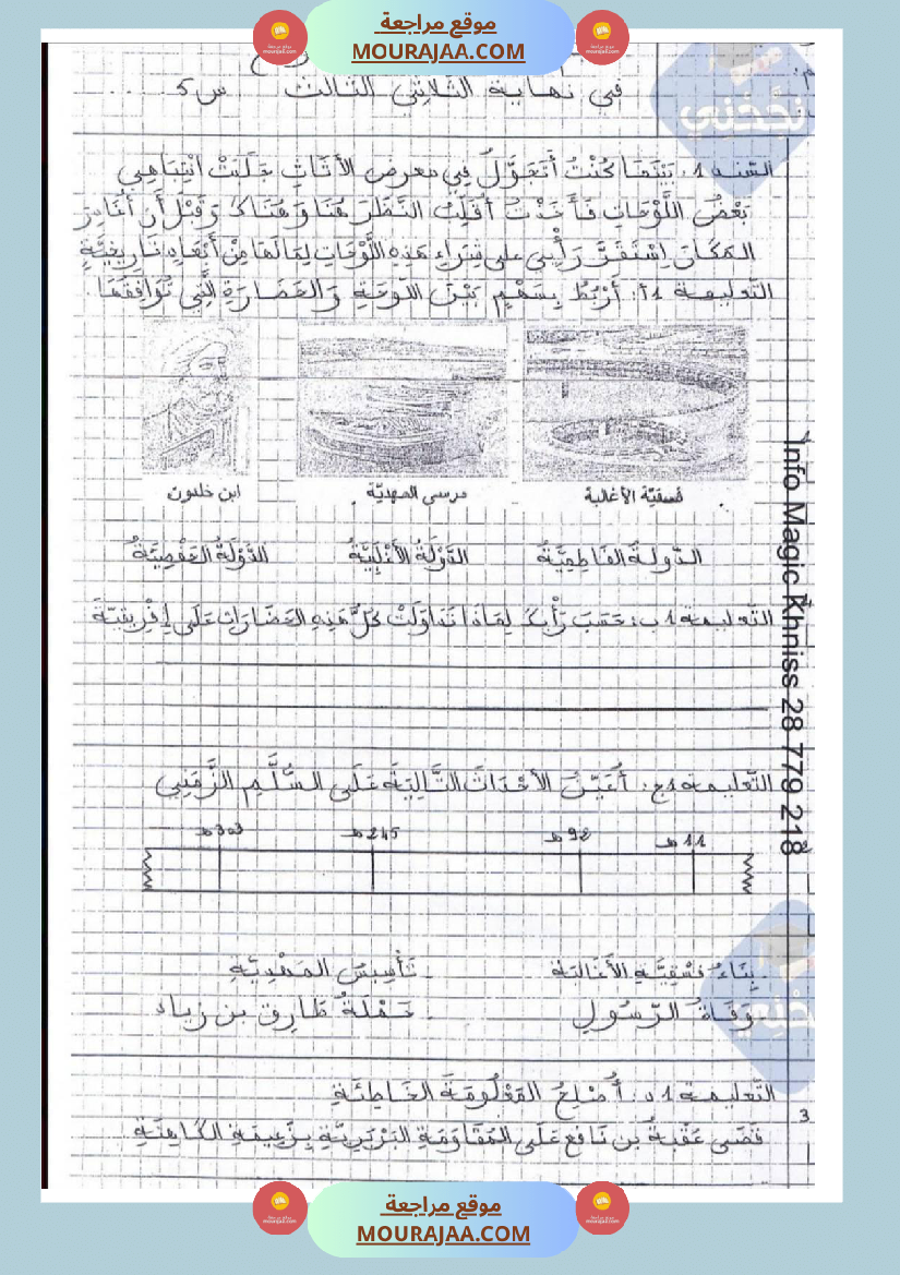 امتحانات تاريخ سنة خامسة ابتدائي ثلاثي الثالث 