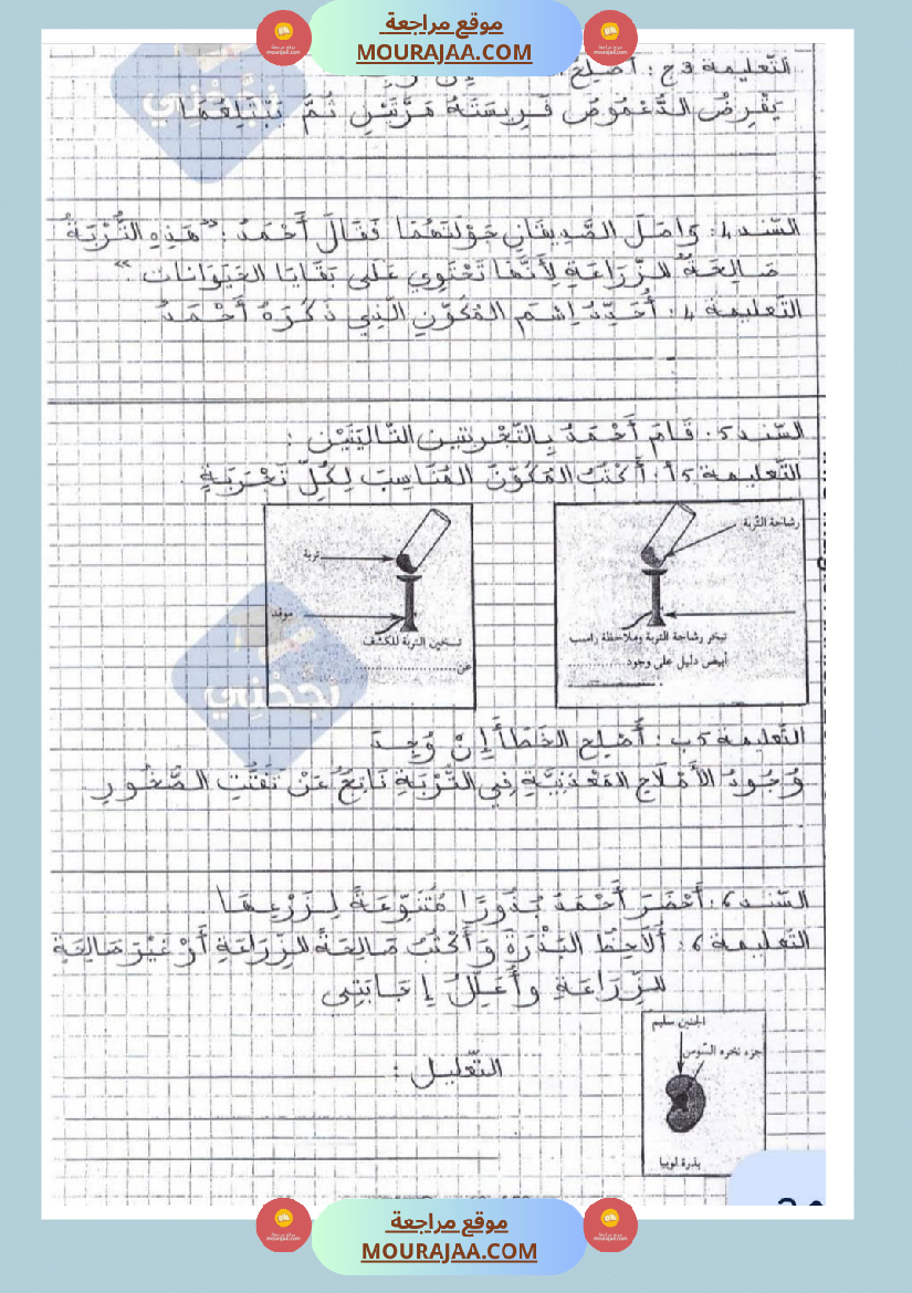امتحانات إيقاظ علمي سنة خامسة ابتدائي ثلاثي الثالث 