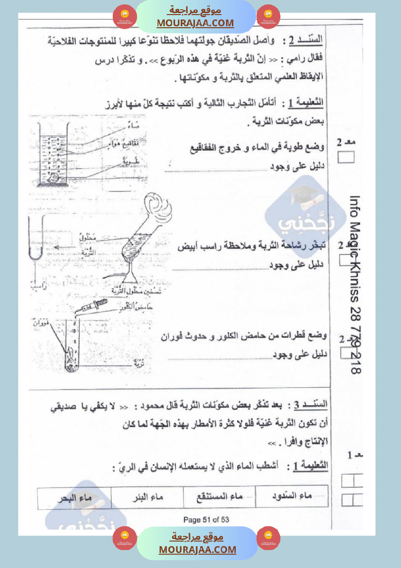 امتحانات إيقاظ علمي سنة خامسة ابتدائي ثلاثي الثالث 