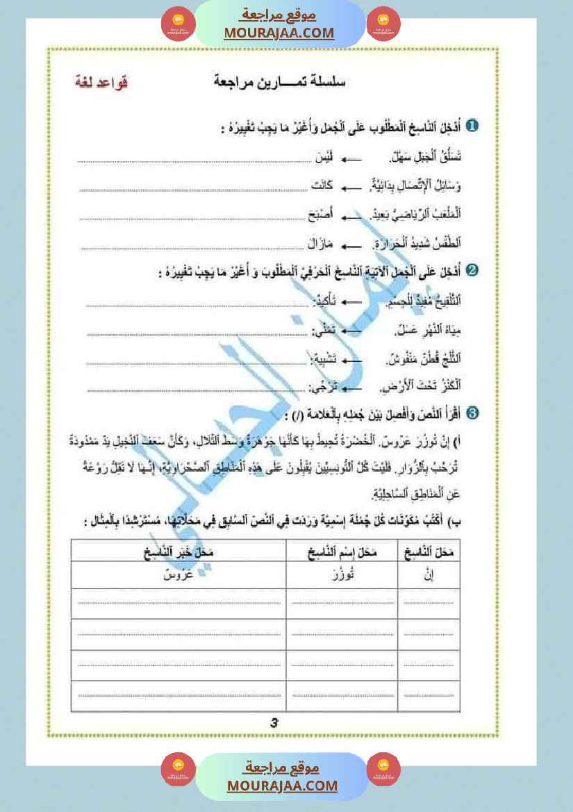 قواعد اللغة سنة الخامسة الثلاثي الثالث