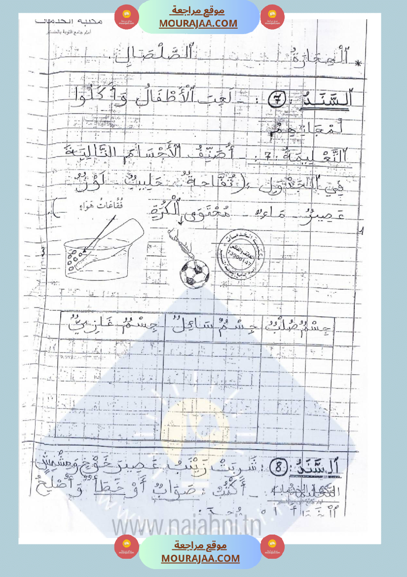 امتحانات إيقاظ علمي سنة ثانية ابتدائي ثلاثي الثالث 1