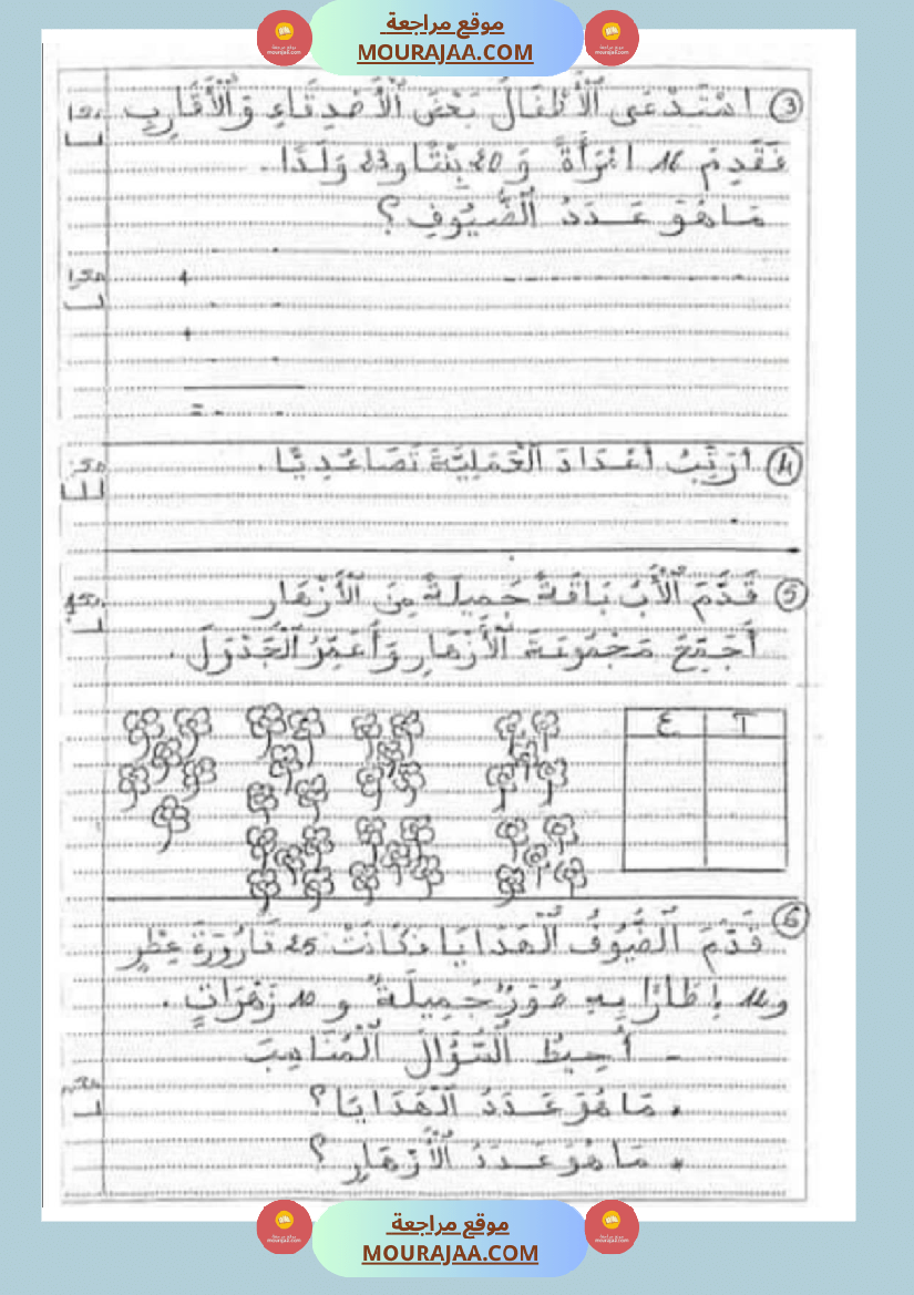 امتحانات رياضيات سنة اولى ثلاثي الثالث 