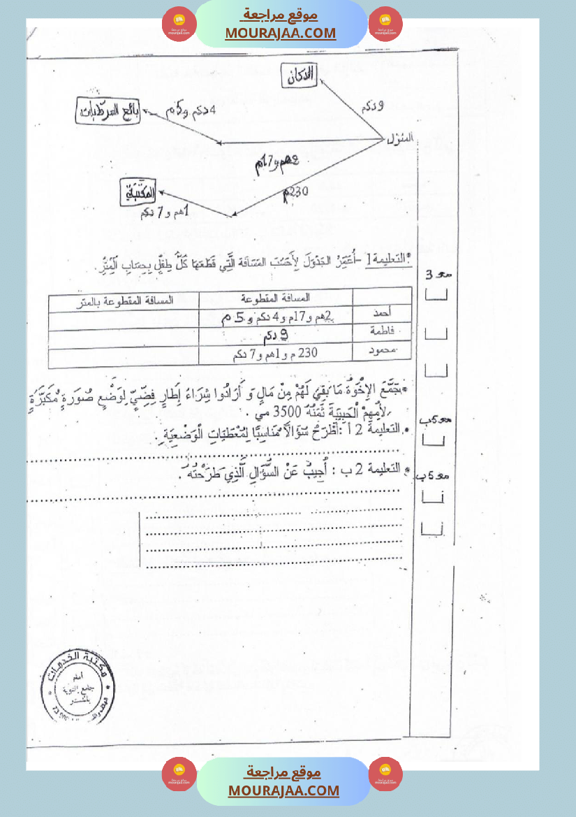 امتحانات_رياضيات_سنة_ثالثة_ابتدائي_ثلاثي_الثالث_