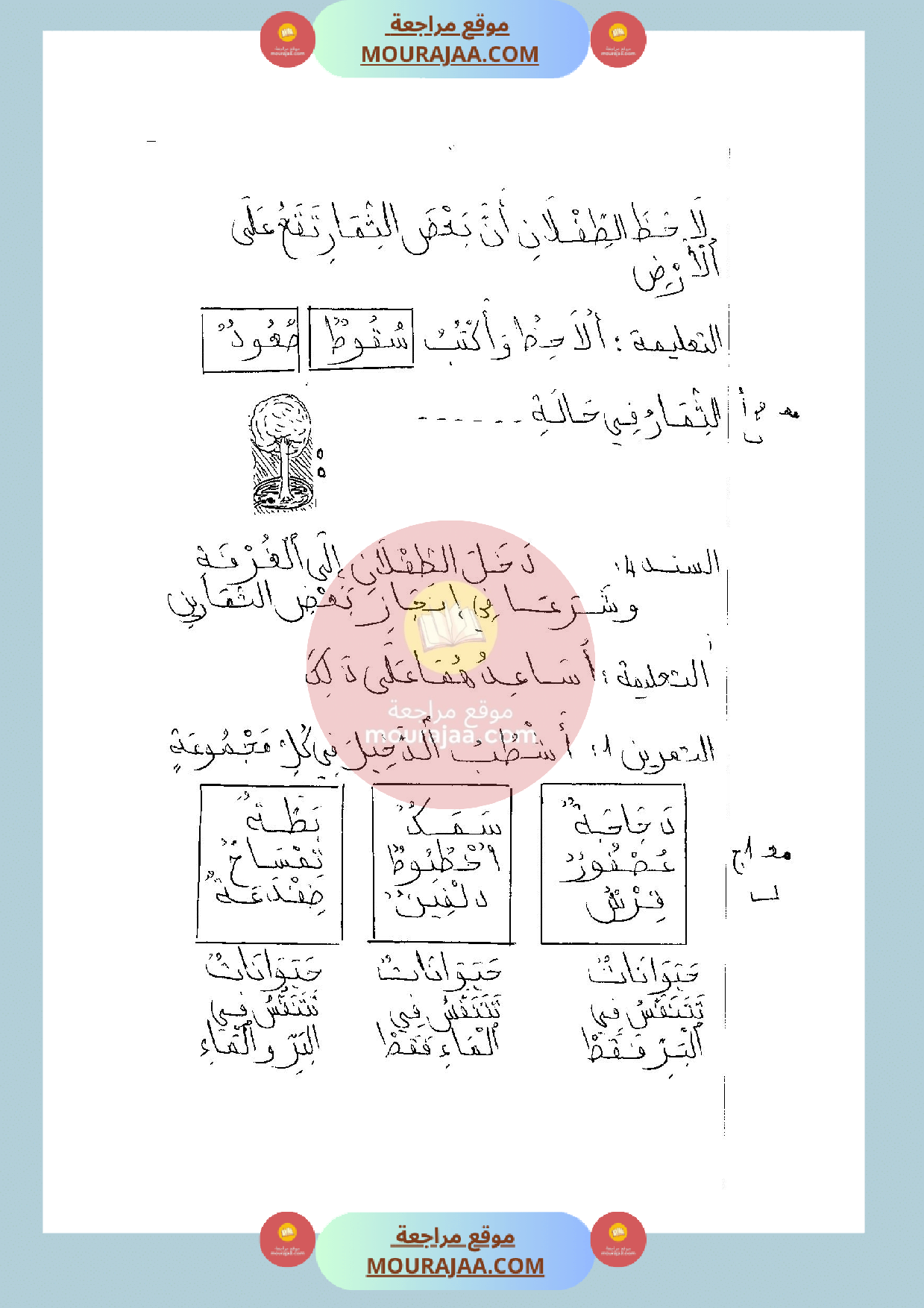 امتحان في ايقاظ علمي سنة الثانية الثلاثي الثالث