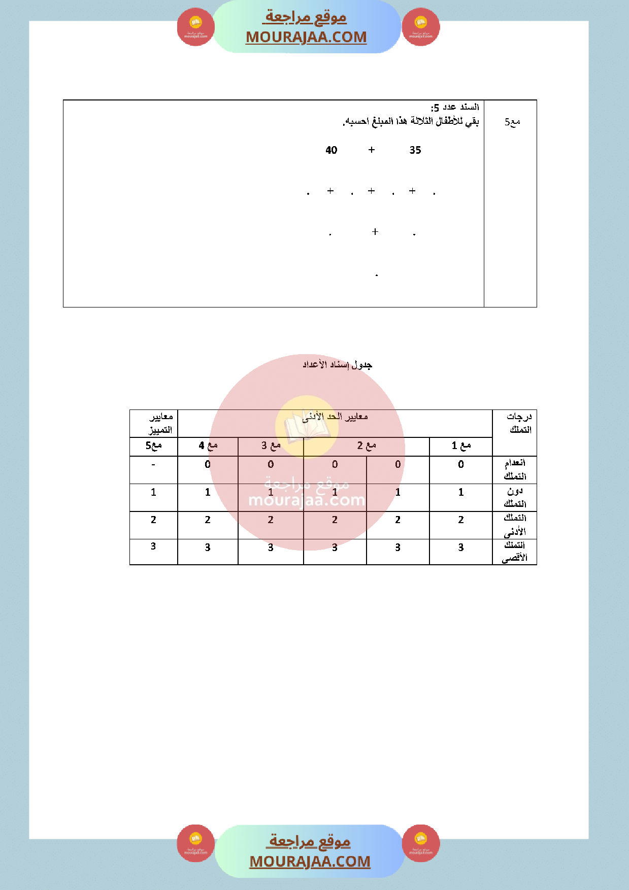 سنة أولى امتحان رياضيات الثلاثي الثالث