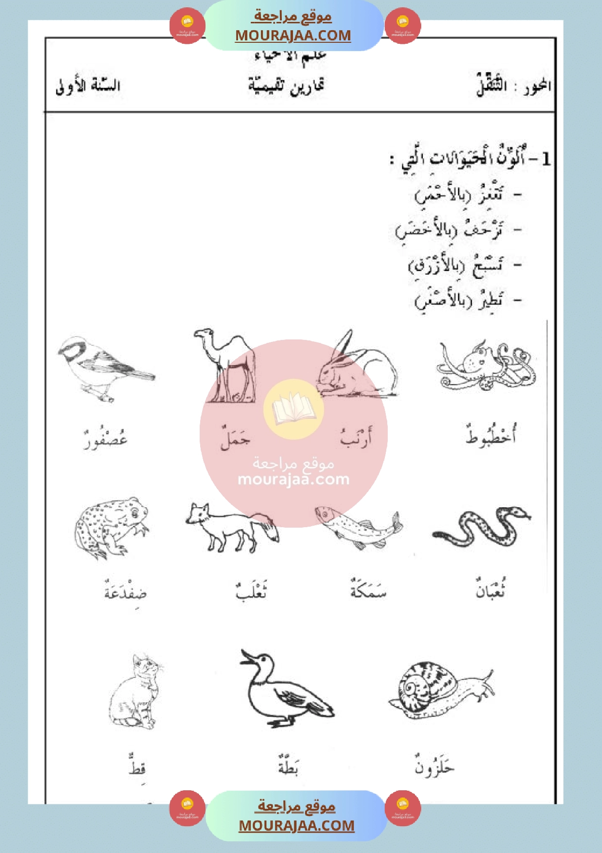 تمارين حول محور التنقل سنة أولى