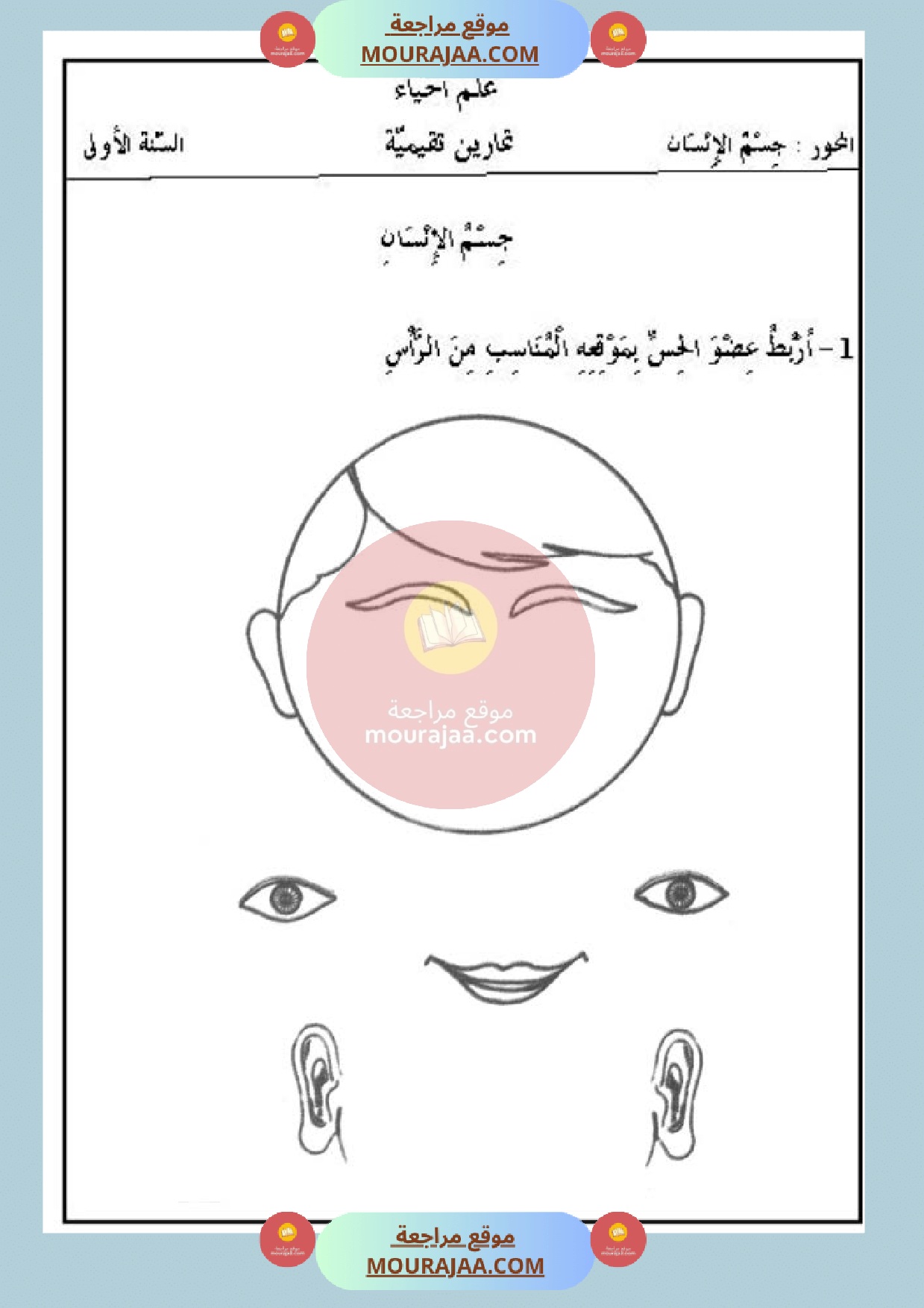 تمارين حول محور جسم الانسان سنة أولى