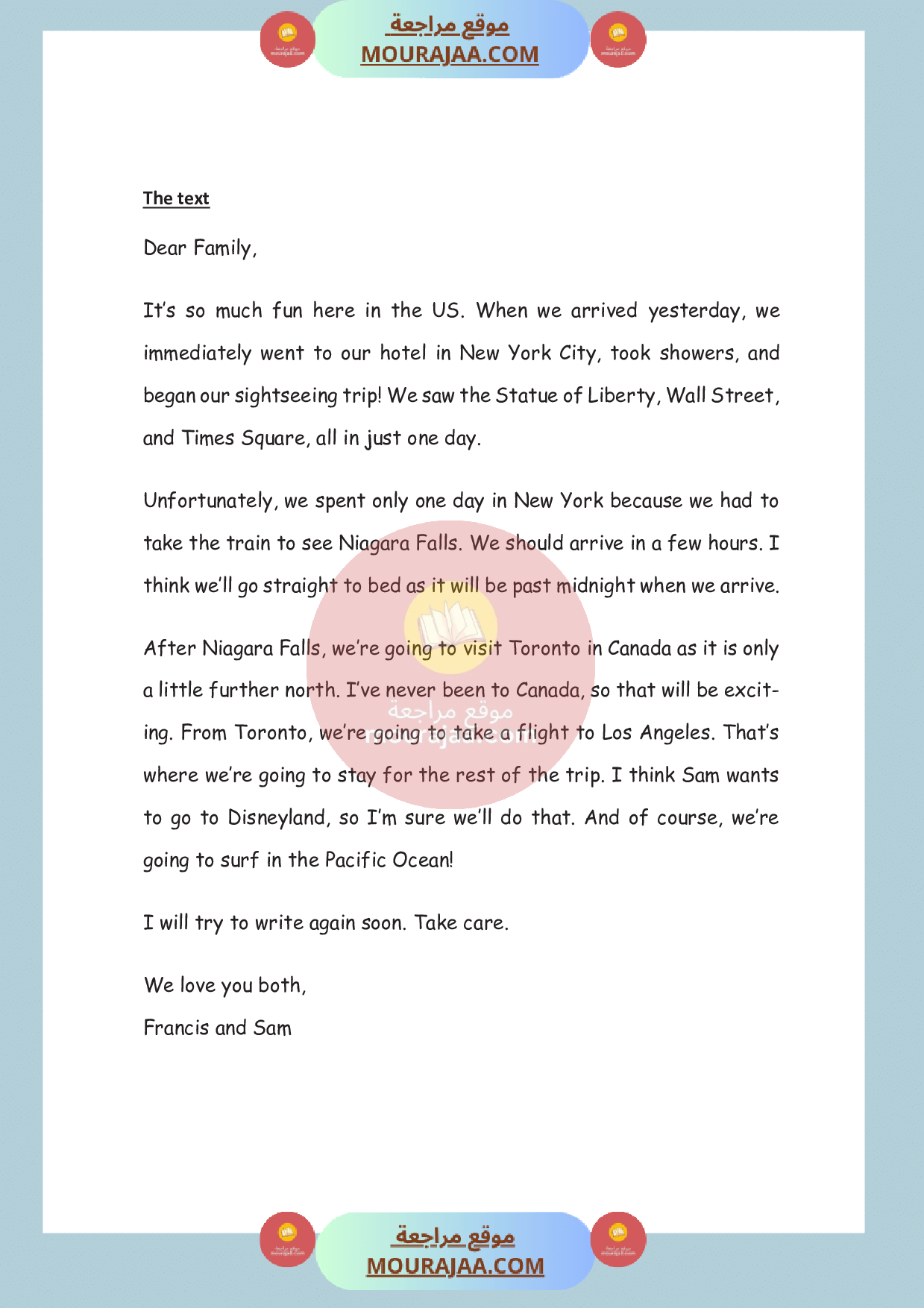 امتحان في انقليزية سنة السادسة الثلاثي الثالث