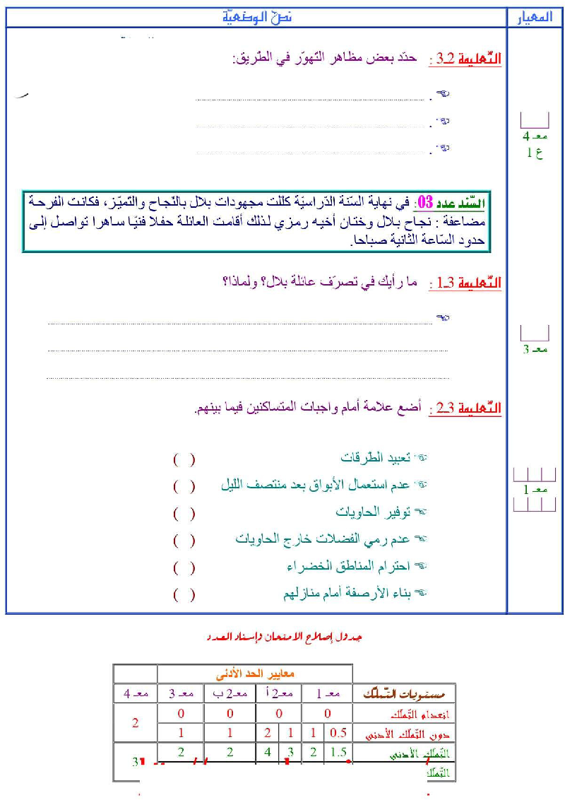 امتحان تربية مدنية سنة الخامسة الثلاثي الثاني2