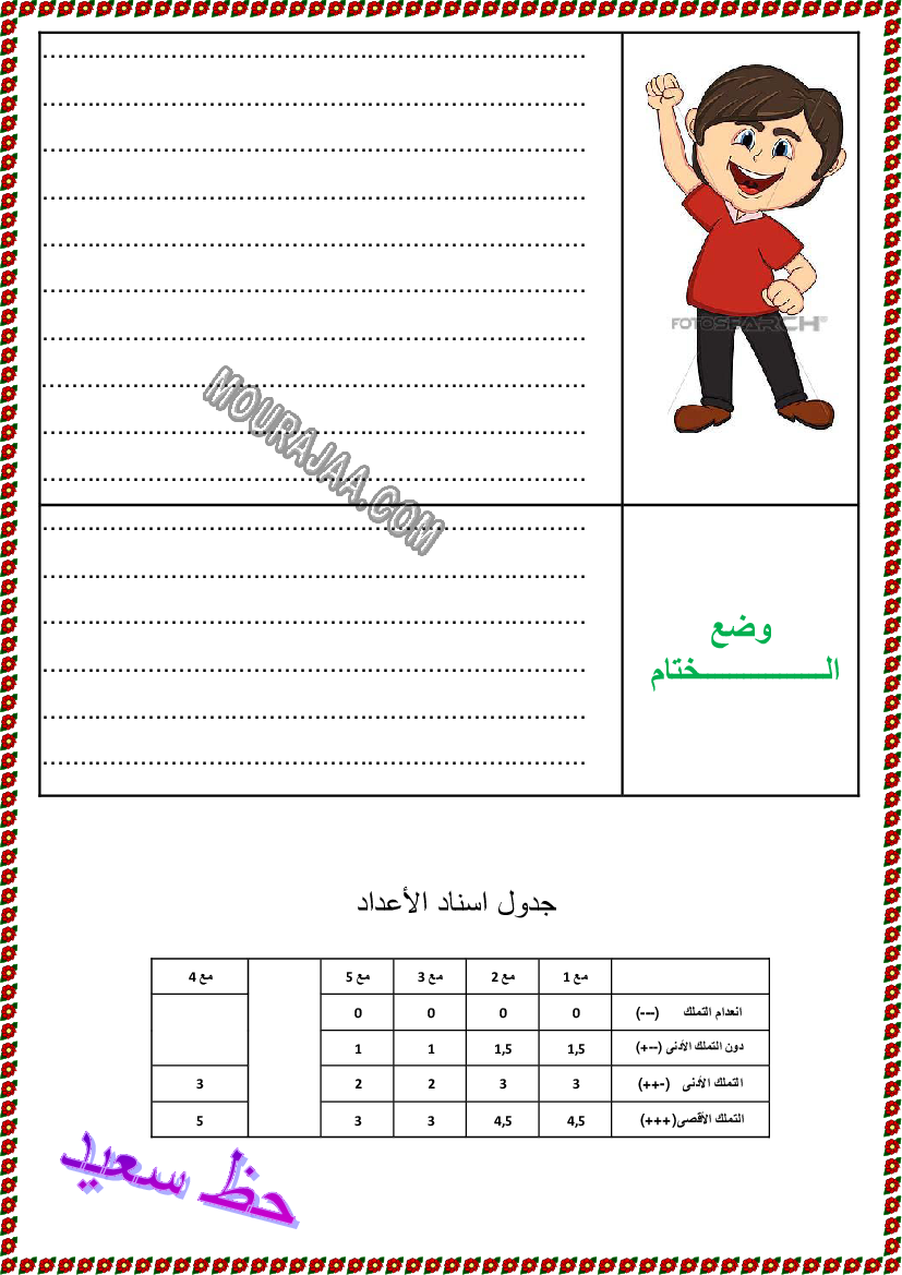 تقييم انتاج ثلاثي الاول سنة خامسة