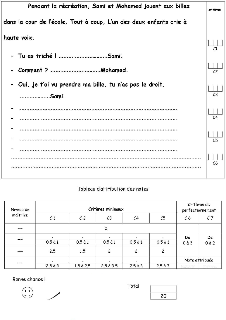 epreuve expression ecrite cinquieme 2tr10