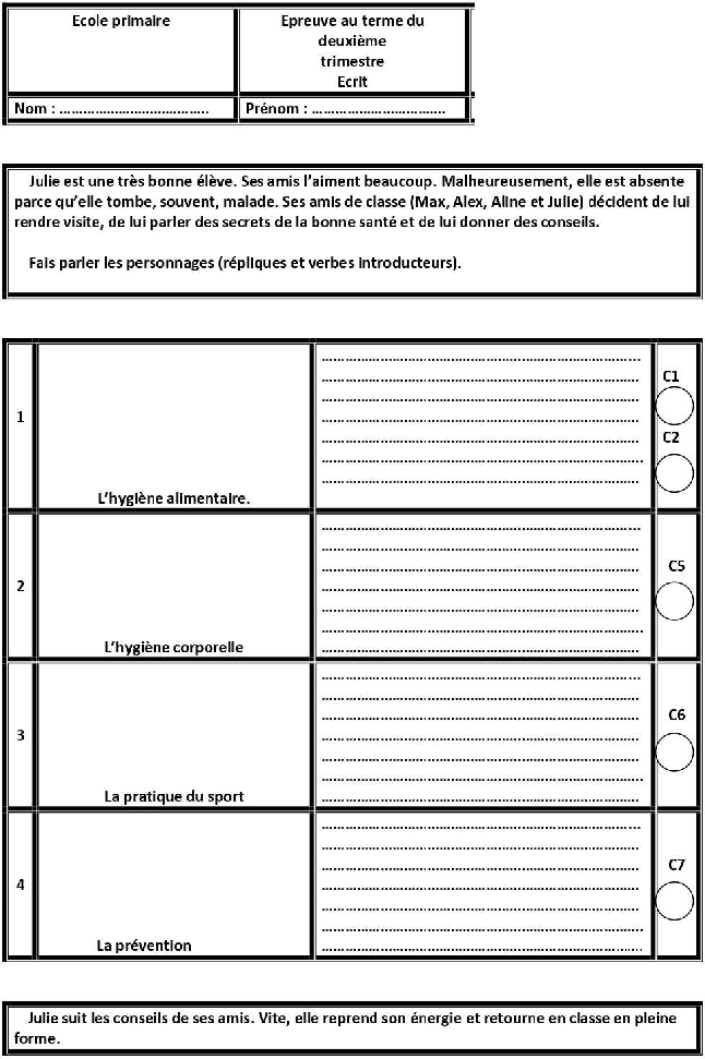 epreuve expression ecrite cinquieme 2tr7