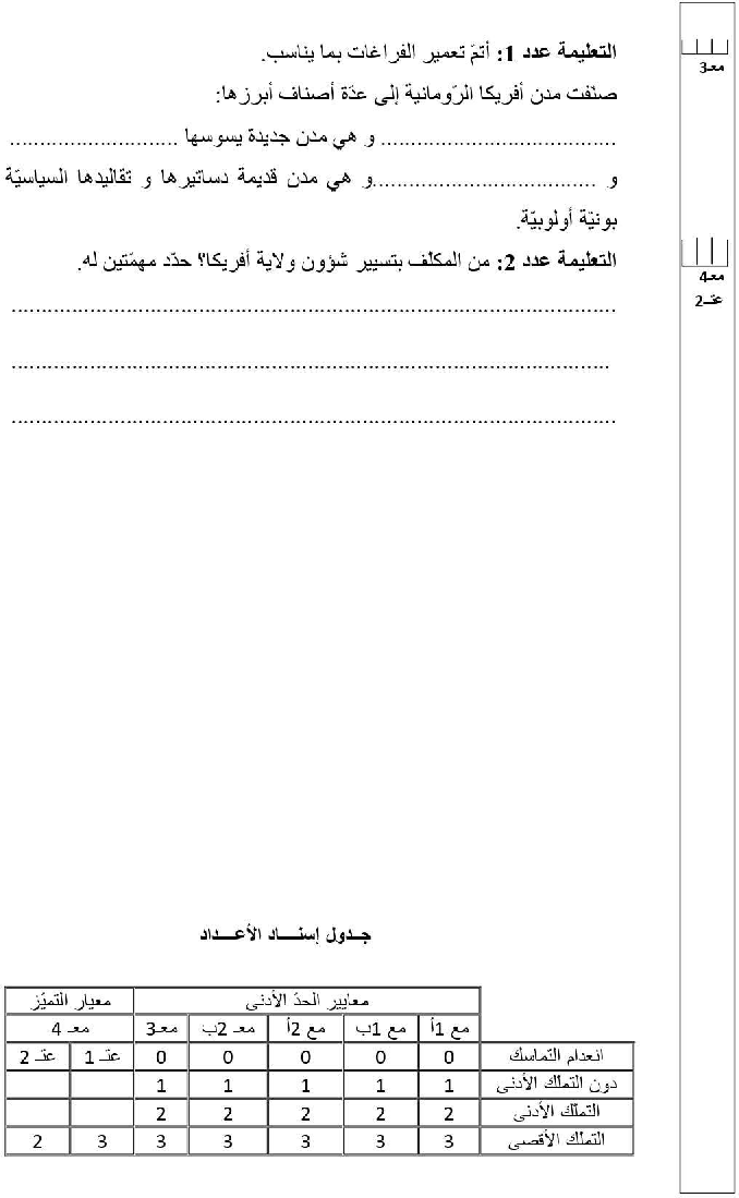 امتحان تاريخ سنة الخامسة الثلاثي الثاني2