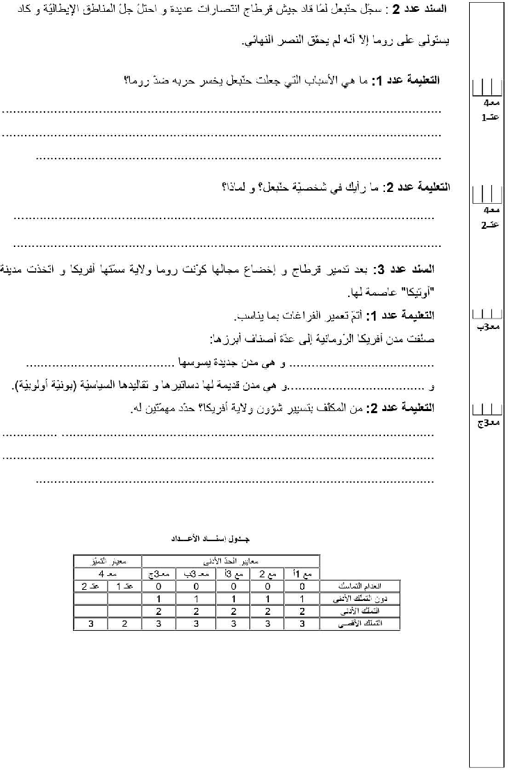 امتحان تاريخ سنة الخامسة الثلاثي الثاني3