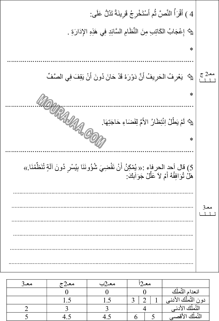 امتحان قراءة سنة خامسة ثلاثي الثالث 