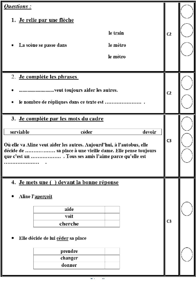 epreuve lecture comprehension cinquieme annee 2tr