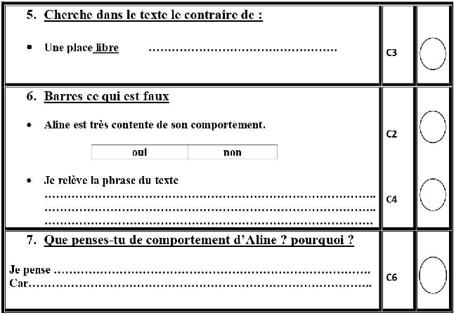 epreuve lecture comprehension cinquieme annee 2tr