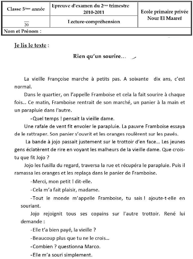 epreuve lecture comprehension cinquieme annee 2tr 22 (3)