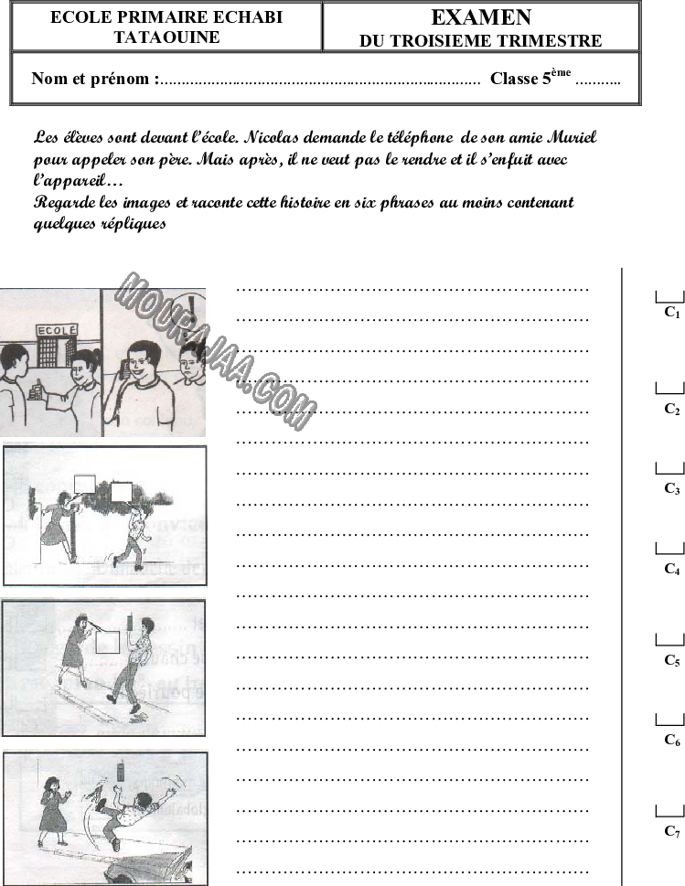 epreuve francais 5eme anne 3tr 200