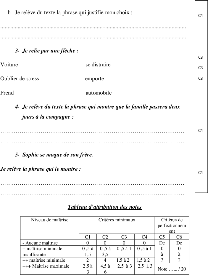 evaluation lecture 3eme trismetre1