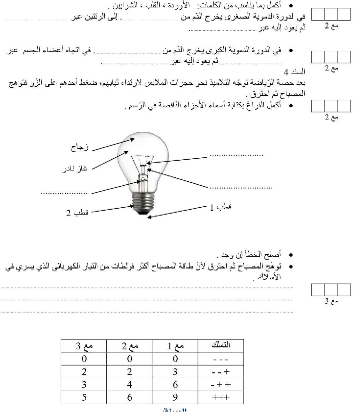 امتحان ايقاظ علمي سنة االخامسة الثلاي الثاني10