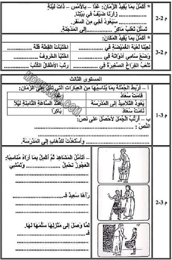 تقييم الوحدة 1 ترتيب الجمل